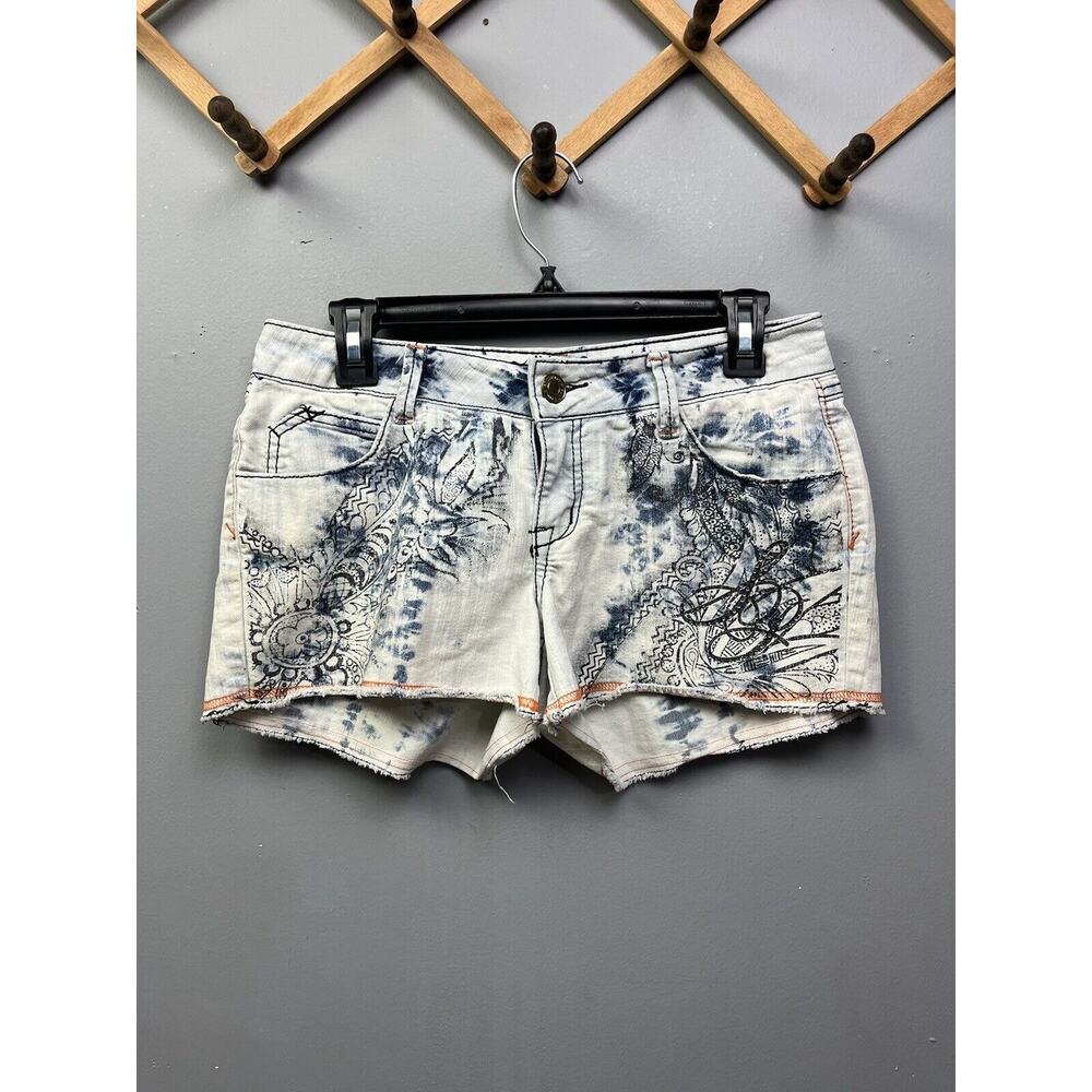 SouthPole Acid Wash Raw Hem Distressed‎ Shorts Juniors Size 5 Embellished